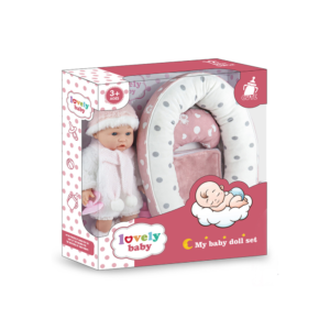 Baby Doll with Soft Body, Sleeping Nest, White Fluffy Knit Outfit - 30cm - Image 3