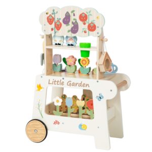 TookyToy - Pretend Play Wooden Gardening Cart Set - 53 Pieces - Image 6
