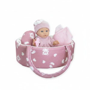 Baby Doll with Soft Body, Carry Basket, Pink Knit Outfit - 30cm - Image 1