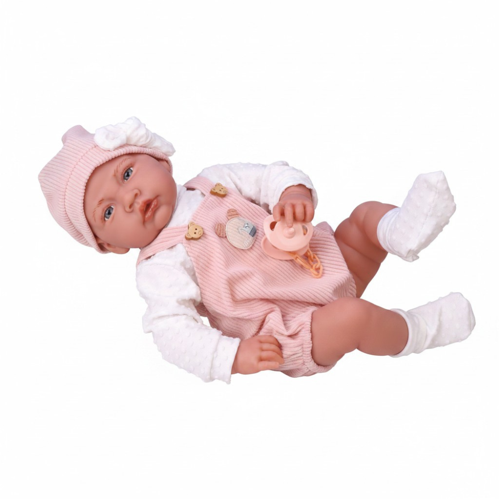 Baby Doll with Soft Body, 12 Sounds, Cushion and Pink Dungaree Outfit -40cm