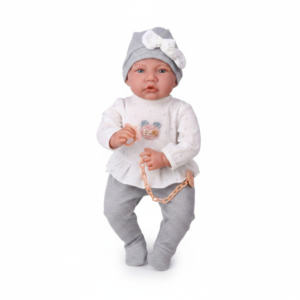 Baby Doll with Soft Body, 12 Sounds, Cushion and Grey Star Outfit - 40cm