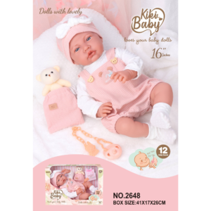 Baby Doll with Soft Body, 12 Sounds, Pink Ribbed Dungaree&Teddy Bear - 40cm - Image 3