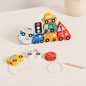 TookyToy - Fine Motor Wooden Lacing Blocks - Transport Set - 13 Pieces - Image 7