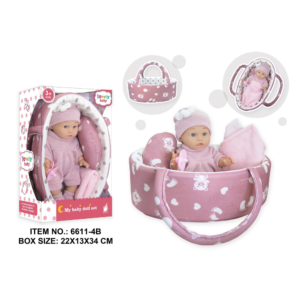 Baby Doll with Soft Body, Carry Basket, Pink Knit Outfit - 30cm - Image 3
