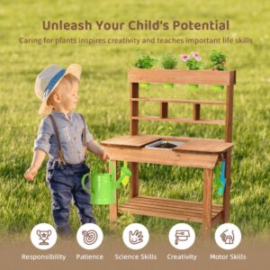TookyToy - Kids Outdoor Potting Bench Mud Kitchen with Removable Sink - Image 7